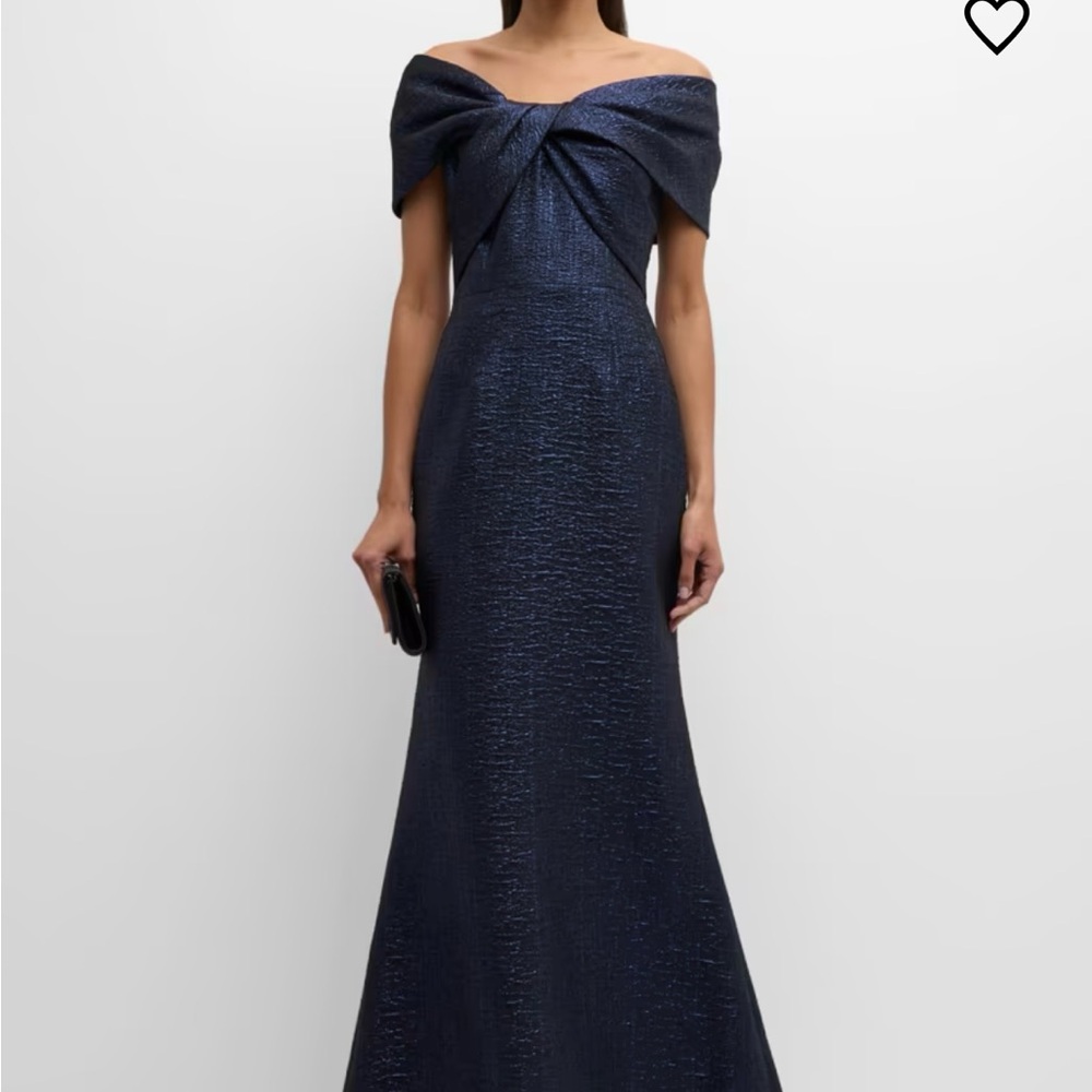 Rickie Freeman for Teri Jon Off-Shoulder Metallic Mermaid Gown — Size 10, NWT